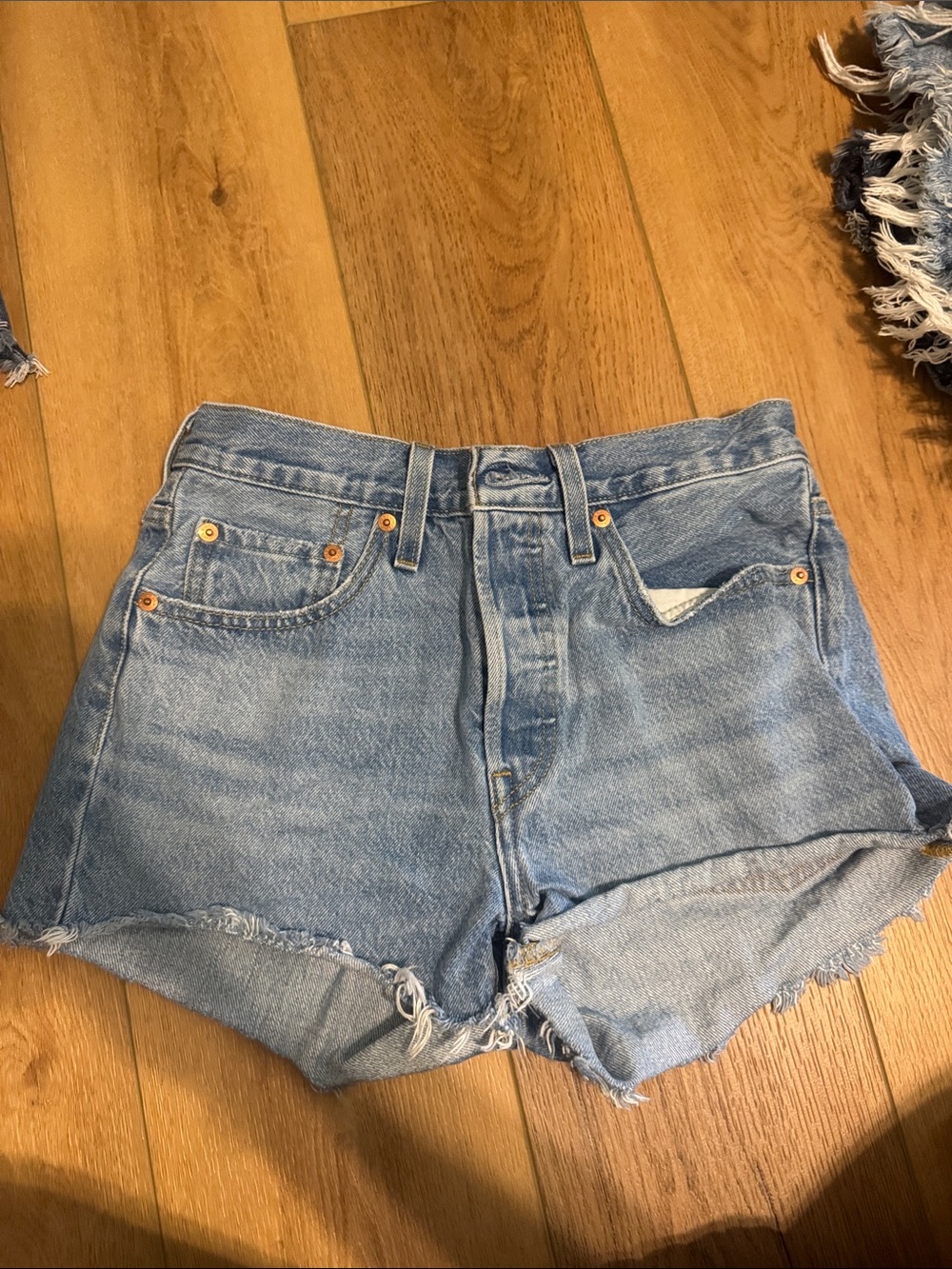 Light Wash Denim High-Rise Cutoff Shorts